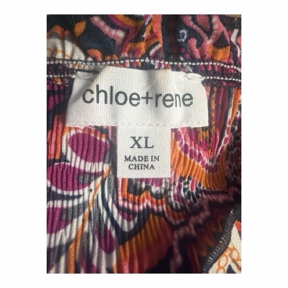 Chloe+Rene Paisley V-Neck Tunic with Pink & Orange Floral Print Women’s Size XL - Picture 4 of 4